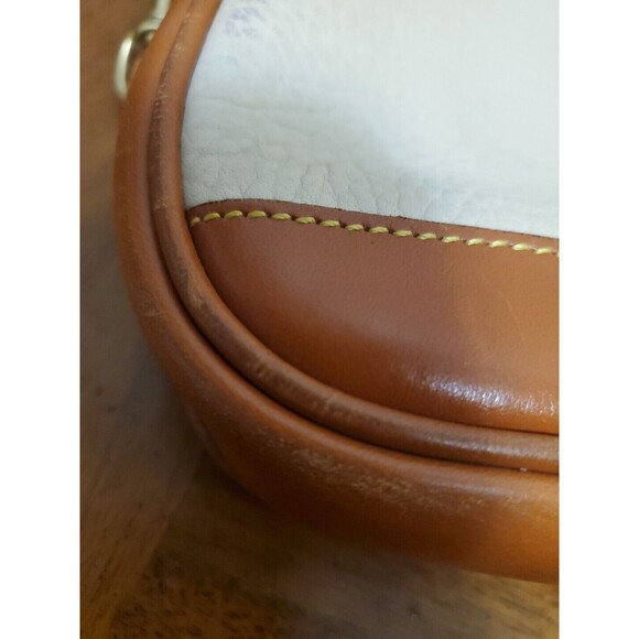 Dooney & Bourke Saddle Bag AWL Leather Push Lock Flap Bag Creme Tan Shoulder - Picture 11 of 13